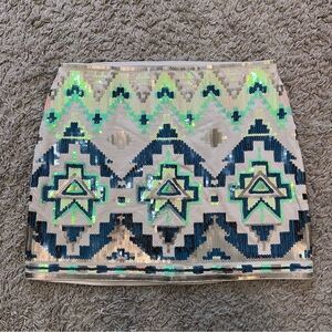 Express Sequin Embellished Geometric Mini Skirt Size XS